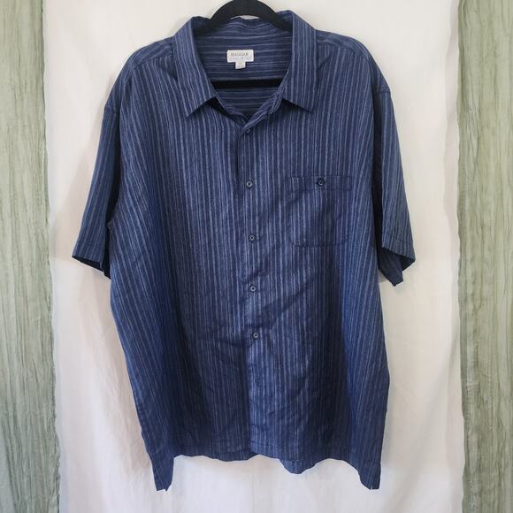 Haggar Cool 18 Tec Blue Short Sleeves Button Up Mens Shirt Size 2XL - Picture 1 of 4